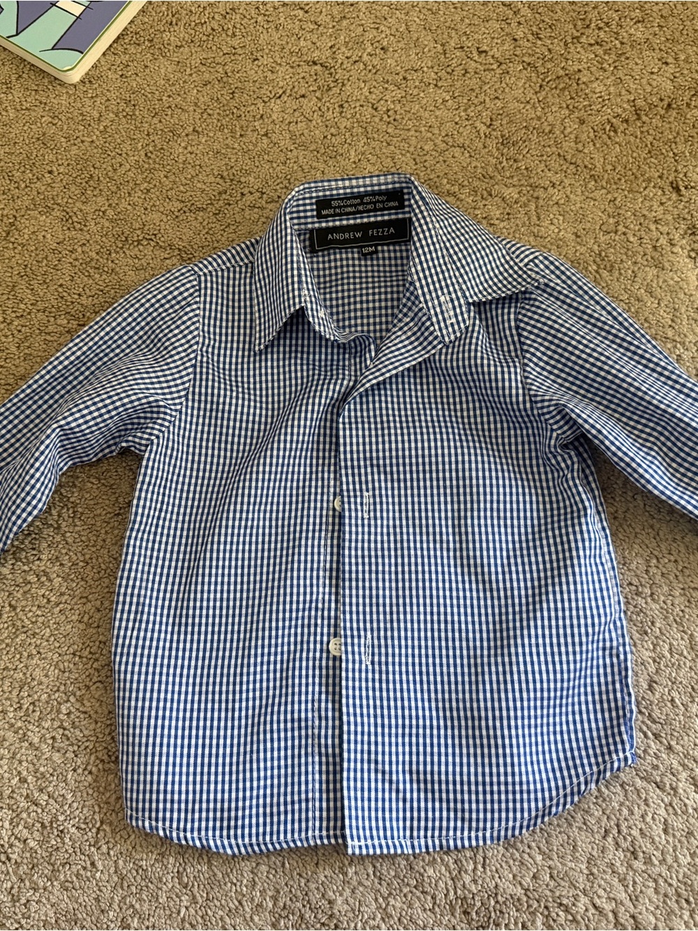 Andrew Fezza Blue and White Gingham Dress Shirt